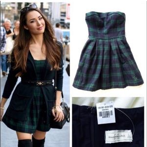 Plaid strapless dress